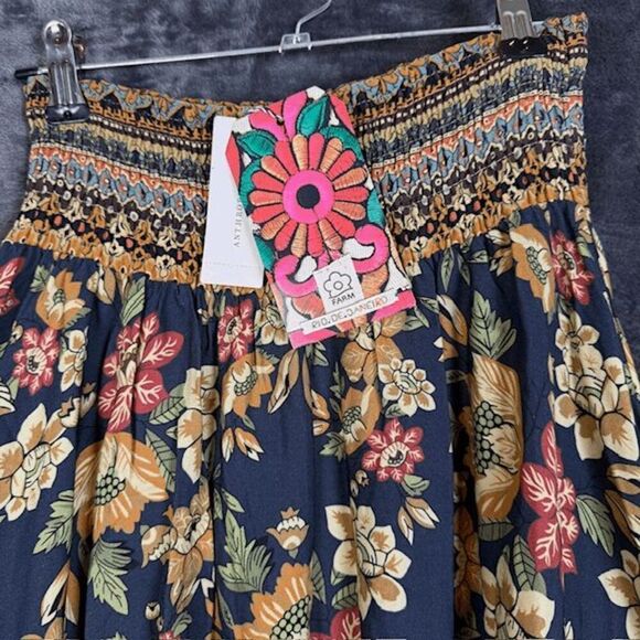 NWT Farm Rio Yolanda Maxi Skirt Anthropologie Navy Floral Print Size Small - Picture 5 of 11